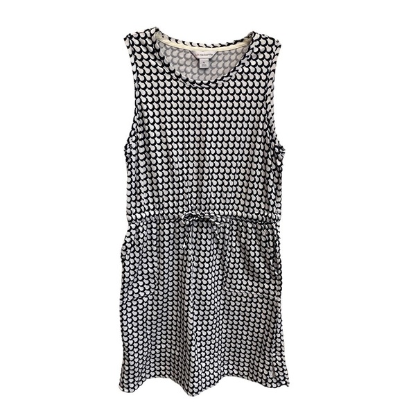 Liz Claiborne Sleeveless Navy & White Drawstring Belt Dress, Size Petite L - Picture 6 of 11